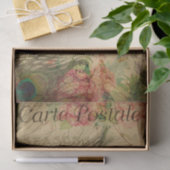 Ephemera French Postcard Peacock Feather Decoupage Seidenpapier (Geschenk)