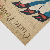 Ephemera French Postcard Pinguins Floral Decoupage Seidenpapier (Ausschnitt)