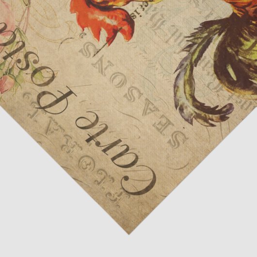 Ephemera French Postcard Rooster Decoupage Seidenpapier (Ausschnitt)