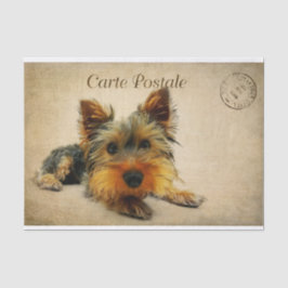 Ephemera French Postcard Terrier Dog Decoupage Seidenpapier