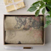 Ephemera French Postcard Terrier Dog Decoupage Seidenpapier (Geschenk)