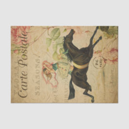 Ephemera French Postcard Woman Rider Decoupage Seidenpapier