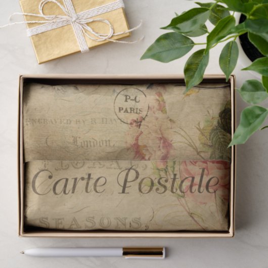 Ephemera French Postcard Wood Mouse Decoupage Seidenpapier (Geschenk)