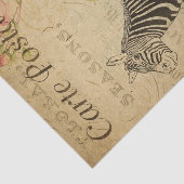 Ephemera French Postcard Zebra Pink Rose Decoupage Seidenpapier (Ausschnitt)