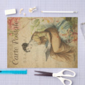 Ephemera French Woman Writing on Pad Decoupage Seidenpapier (Handwerk)