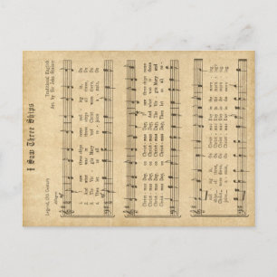 Ephemera " I Saw Three Ships" Weihnachtslied Feiertagspostkarte