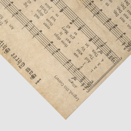 Ephemera " I Saw Three Ships" Weihnachtslied Seidenpapier (Ausschnitt)