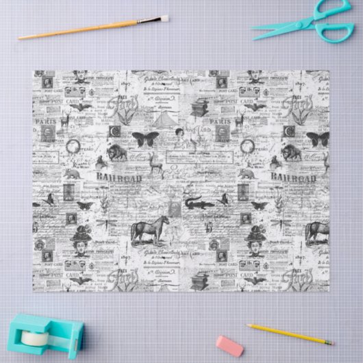 Ephemera Illustration - Thema oder Dekoupage Paper Seidenpapier (Basteln)