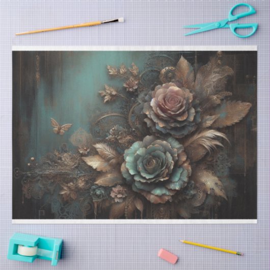 Ephemera Lace Butterfly, Rose, Blumendekoupage Seidenpapier (Basteln)