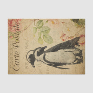 Ephemera Niedlich Pinguine Pink Roses Blumendekoup Seidenpapier