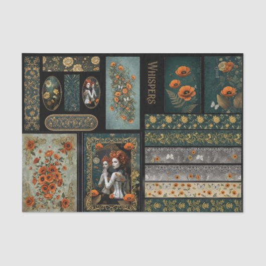 Ephemera Poetic Gothic Motifs  Seidenpapier (Vorderseite)