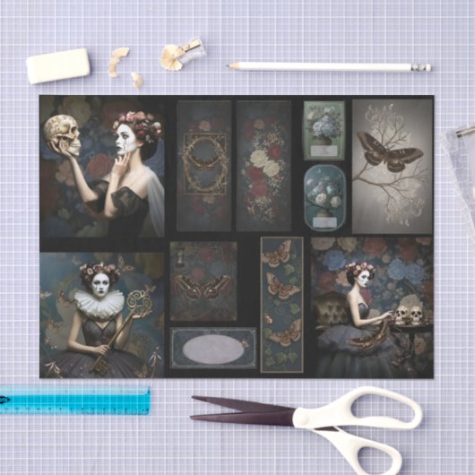 Ephemera Poetic Gothic Motifs  Seidenpapier (Handwerk)