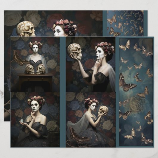 Ephemera Sheet Gothic Rose Queen  (Vorne/Hinten)