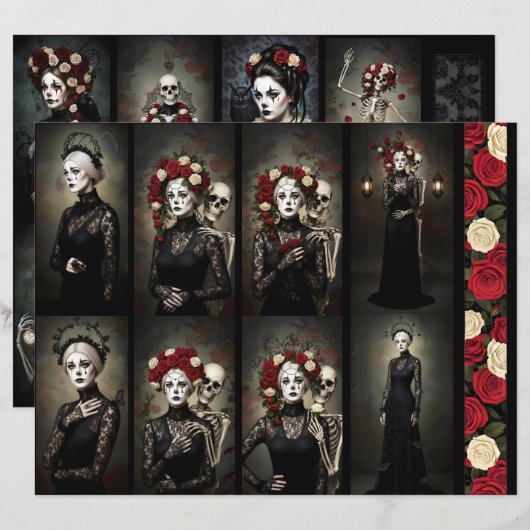 Ephemera Sheet Gothic Rose Queen  (Vorne/Hinten)