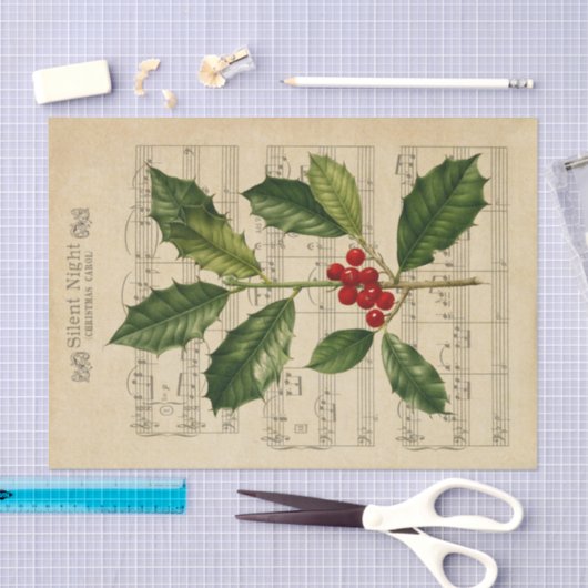 Ephemera Silent Night Christmas Carol Decoupage Seidenpapier (Handwerk)