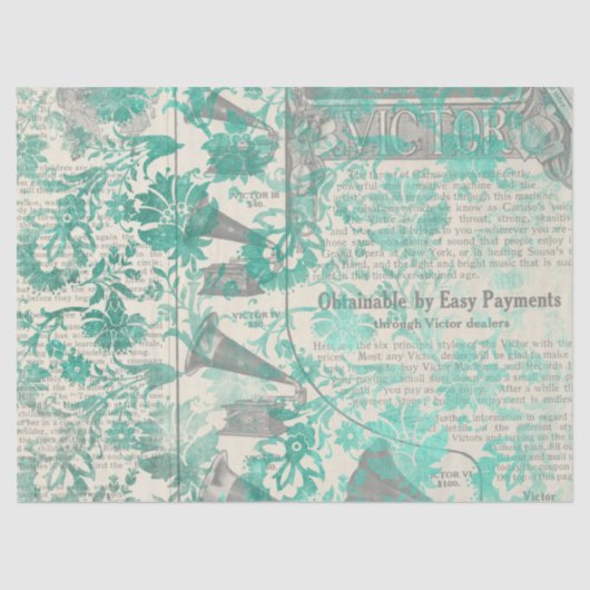 Ephemera Türkise Paper Series Design 4 Seidenpapier (Vorderseite)