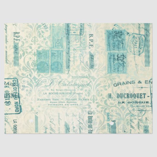 Ephemera Türkise Paper Series Design 8 Seidenpapier (Vorderseite)