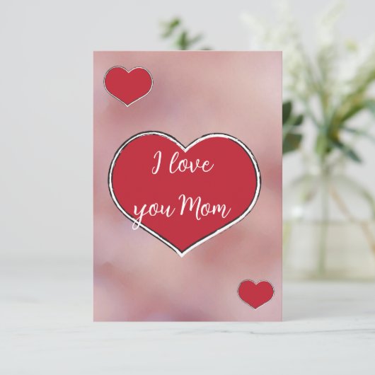 Ephemera vibrant romantic red heart art dankeskarte (Stehend Vorderseite)