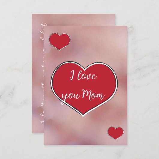 Ephemera vibrant romantic red heart art dankeskarte (Vorne/Hinten)