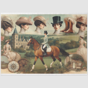 Ephemera Viktorianisch Equestrian Decoupage Seidenpapier