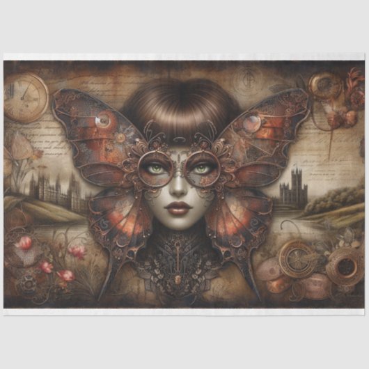 Ephemera Viktorianisch Lady Gothic Butterfly Decou Seidenpapier (Vorderseite)
