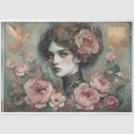 Ephemera Viktorianisch Lady, Rose, Blumendekoupage Seidenpapier