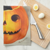 Ephemera Vintag Black Cat and Pumpkin Halloween Geschirrtuch (Viertel Falte)