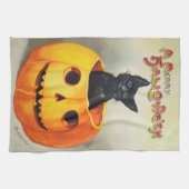 Ephemera Vintag Black Cat and Pumpkin Halloween Geschirrtuch (Horizontal)
