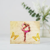 Ephemera Vintage französische Frauentänzerin Pink  Postkarte (Stehend Vorderseite)