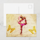 Ephemera Vintage französische Frauentänzerin Pink  Postkarte (Vorne/Hinten)