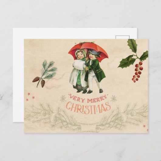 Ephemera Vintager deoupage Weihnachtsfeiertag Postkarte (Vorne/Hinten)