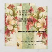 Ephemera Watercolor Amaryllis Brautparty Einladung (Vorne/Hinten)