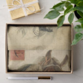 Ephemera Zeichnete von Lady mit ihrem Pferdededeko Seidenpapier (Geschenk)