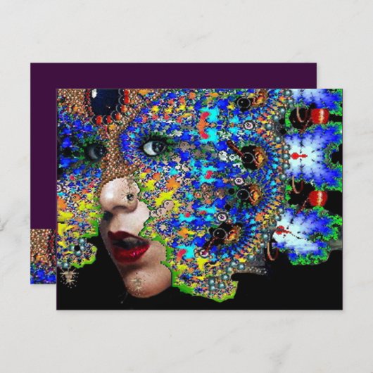 EPHEMERAL Mardi Gras Masquerade Ball, Blaumaske Ankündigung (Vorne/Hinten)