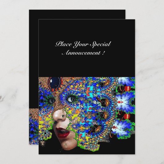 EPHEMERAL Mardi Gras Masquerade Ball, Blaumaske Ankündigung (Vorne/Hinten)