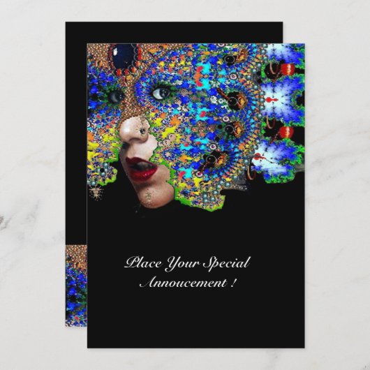 EPHEMERAL Mardi Gras Masquerade Ball, Blaumaske Ankündigung (Vorne/Hinten)