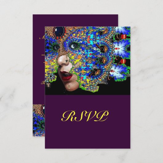 EPHEMERAL Mardi Gras Masquerade Ball UAwg RSVP Karte (Vorne/Hinten)