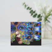 EPHEMERAL Mardi Gras Masquerade Party, Blau, Maske Einladung (Stehend Vorderseite)