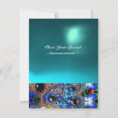 EPHEMERAL Mardi Gras Masquerade Party, Blau, Maske Einladung (Rückseite)