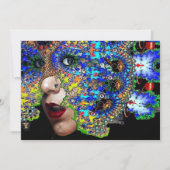 EPHEMERAL, Mardi Gras Masquerade Party schwarz bla Einladung (Vorderseite)