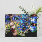 EPHEMERAL, Mardi Gras Masquerade Party schwarz bla Einladung (Stehend Vorderseite)