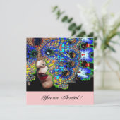 EPHEMERAL Maskenball Kostümball, Gold, Rosa Einladung (Stehend Vorderseite)