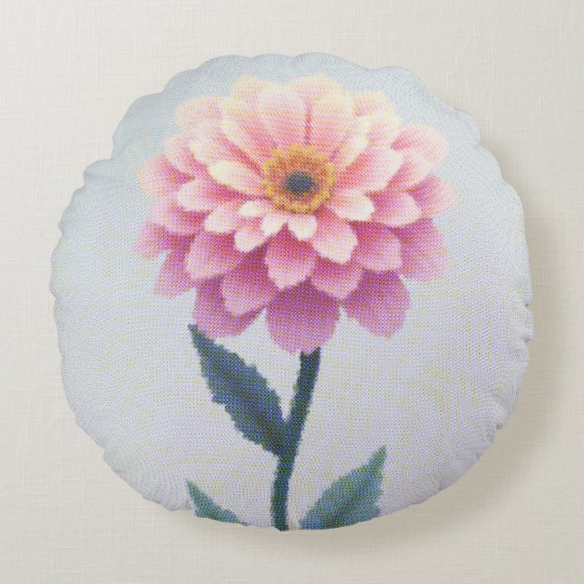 Ephemeral Petal Sketch Rundes Kissen (Vorderseite)
