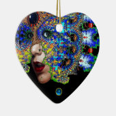 EPHEMERAL , Red Ruby , Blue Sapphire Herz Keramikornament (Rechts)