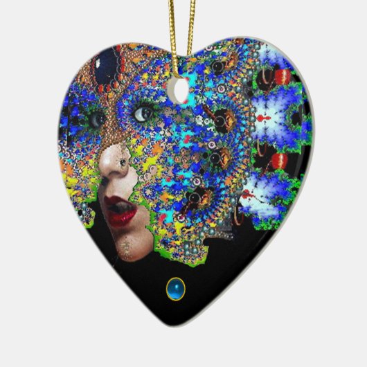 EPHEMERAL , Red Ruby , Blue Sapphire Herz Keramikornament (Links)