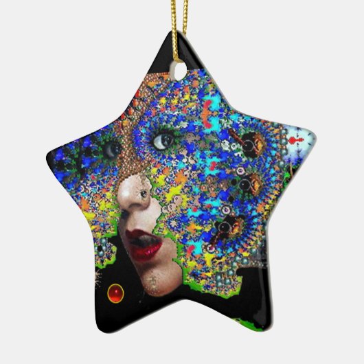 EPHEMERAL , Red Ruby , Blue Sapphire Star Keramik Ornament (Links)