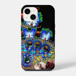 EPHEMERALE Dame mit fraktaler Maske Schwarz Blau iPhone 14 Hülle