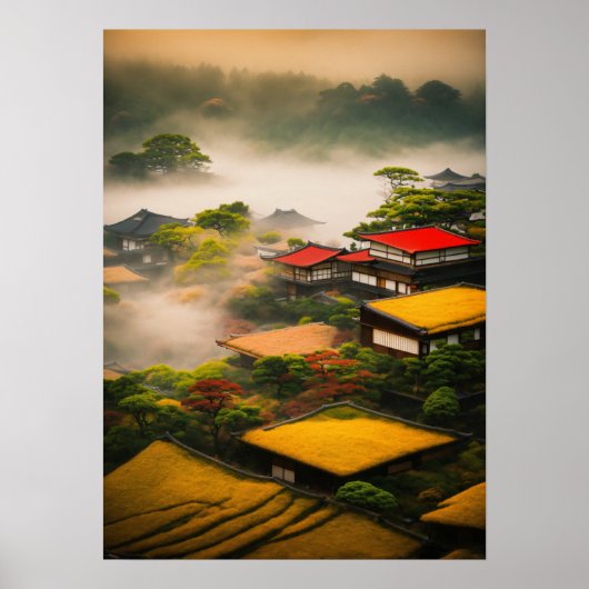 "Ephemeriale Formen: Foggy Japanese Abstraction" Poster (Vorne)