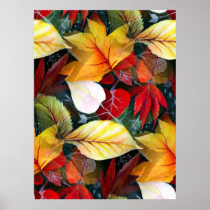 Ephemeride Herbstblätter in Watercolor Vivid Bold Poster