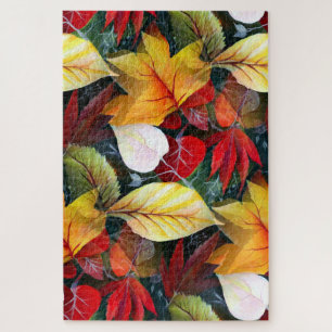 Ephemeride Herbstblätter in Watercolor Vivid Bold Puzzle